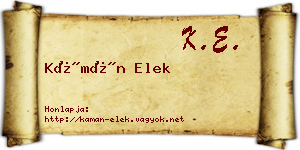 Kámán Elek névjegykártya